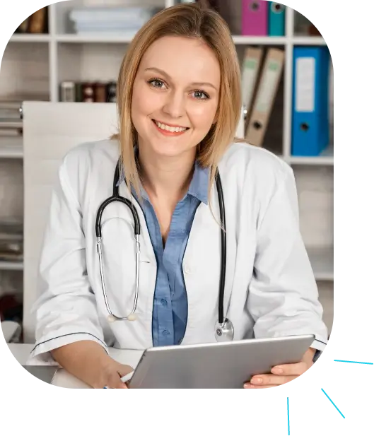 image of a doctor prescribing medication
